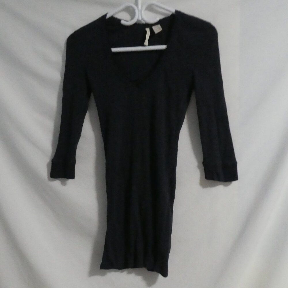 LEVI'S - San Francisco | medium | Navy Long Sleeve Ribbed Mini Dress | Lace Neck